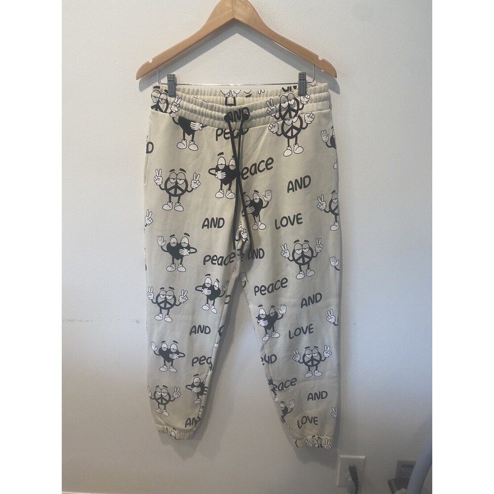 ASOS Crooked Tongues co-ord unisex sweatpants with love & peace print Size M